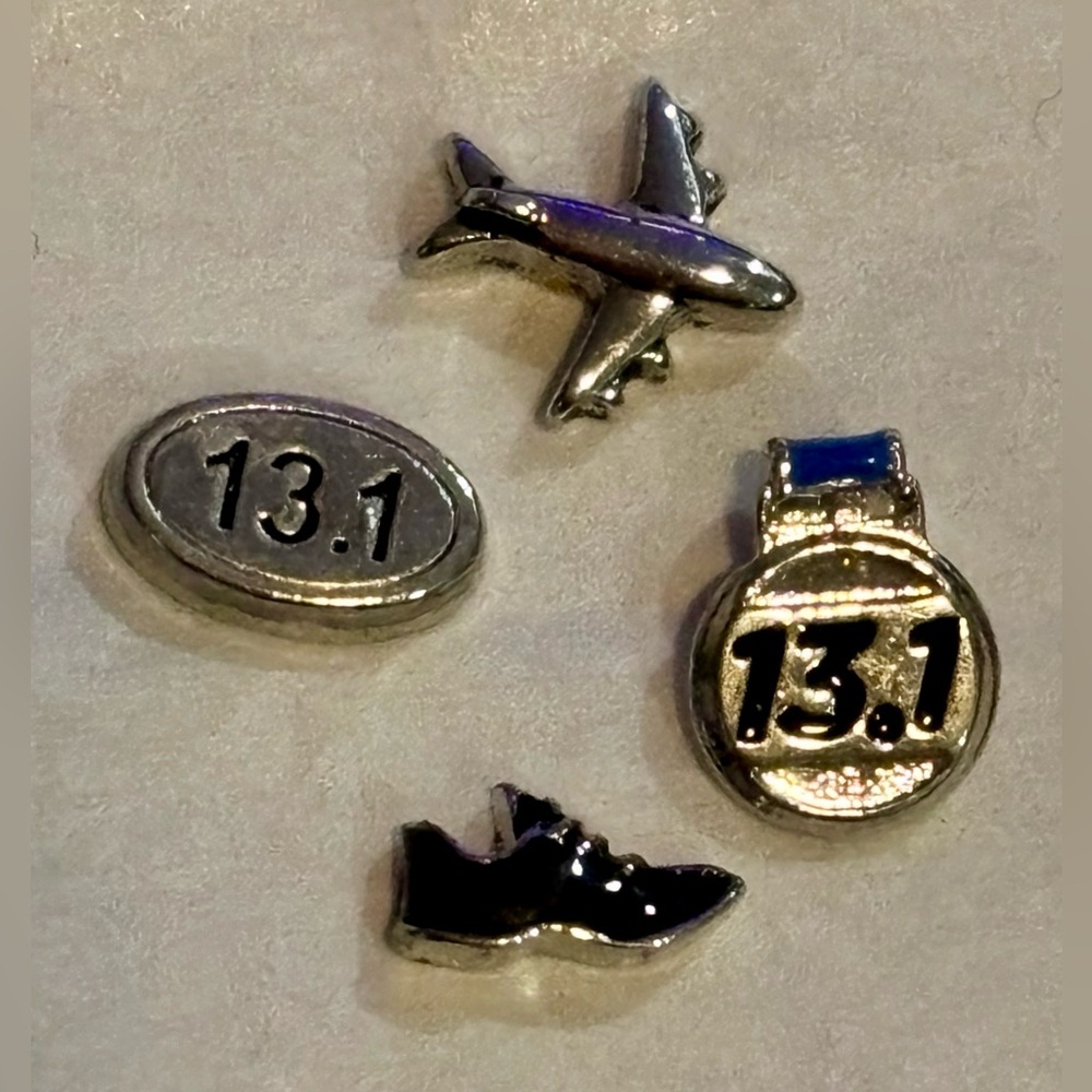 Origami Owl Charms (4) - 13.1 Half Marathon, Airplane, Running Shoe
